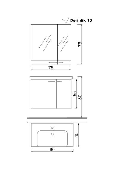 Denko Terra 80 Cm Mdf Banyo Dolabı Takımı Çok Renkli Denko Terra 80 Cm Mdf Banyo Dolabı Takımı Çok Renkli
