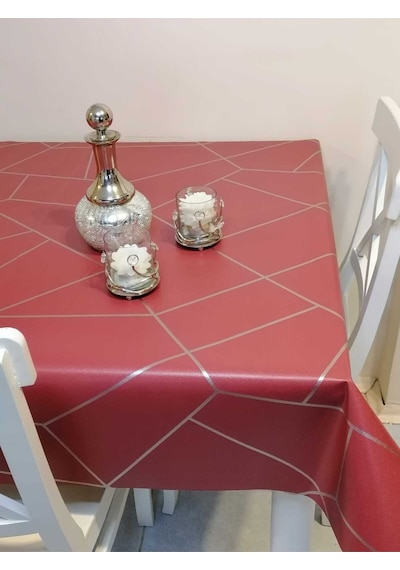 Elyaflı Pvc Muşamba - Desenli Silinebilir Masa Örtüsü 01fnt12132 Bordo
