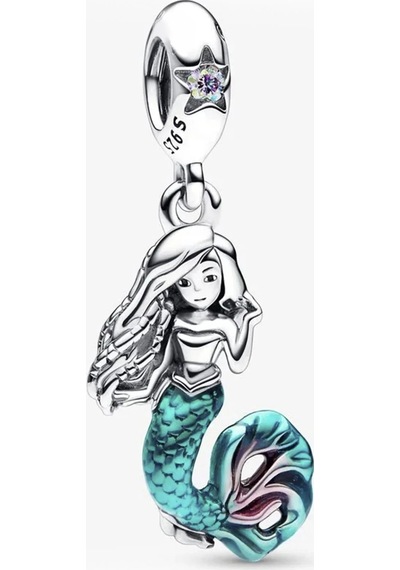 Nur Silver Disney The Little Mermaid Ariel Sallantılı Gümüş Charm Nur-bl00998