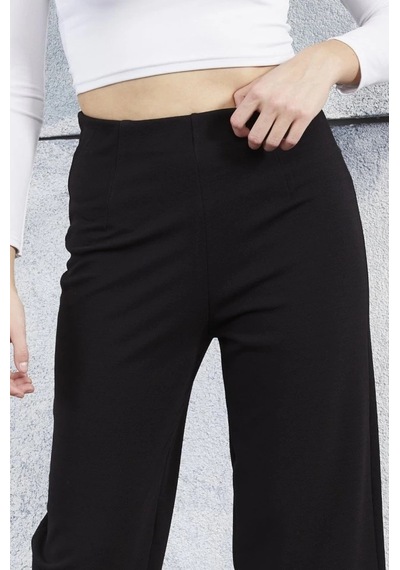 DefyModa Kadın Krep Kumaş Balon Pantolon Siyah