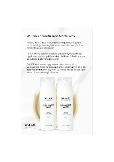 W-Lab Cosmetics Iron Matte Wax 110 Gr