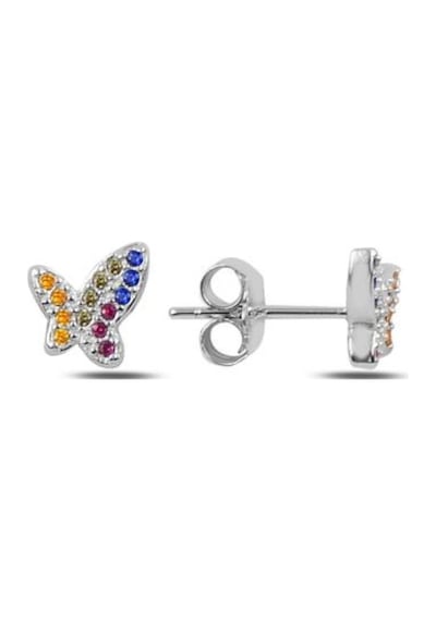 Brezza Lusso Jewelry Gümüş Renkli Zirkon Taşlı Bayan Gümüş Küpe