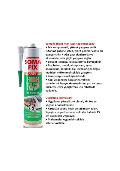 SOMA FİX S580 HIGH TACK YAPIŞTIRICI SİLİKON