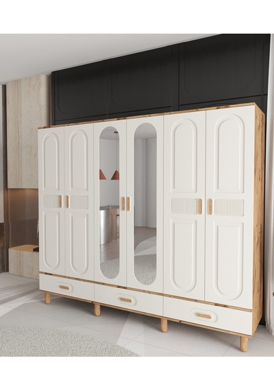 Dova 6 Kapaklı Çekmeceli Gardırop - Tamamı Mdf Aytaşı