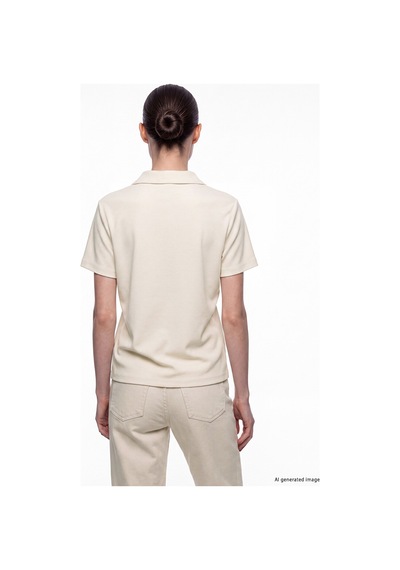 Lcw Comfort Bej Polo Yaka Soft Touch Kadın Tişört