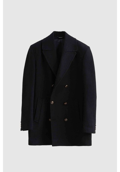 D's Damat Ds Damat Regular Fit Lacivert Denizci Metal Düğme Detaylı Kaşe Kaban 1HF08ORT10005 Lacivert
