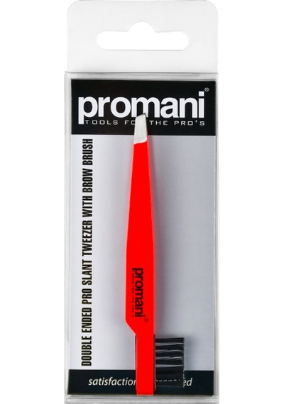 Promani PR-929 Eğik Uçlu Kaş Fırçalı Cımbız Kırmızı