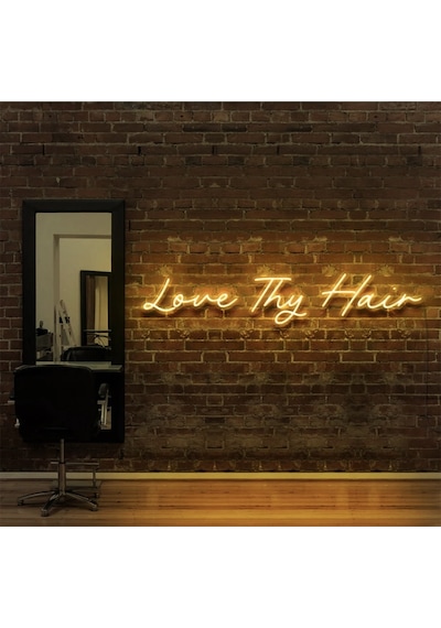 Love Thy Hair Yazılı Neon Tabela Sarı