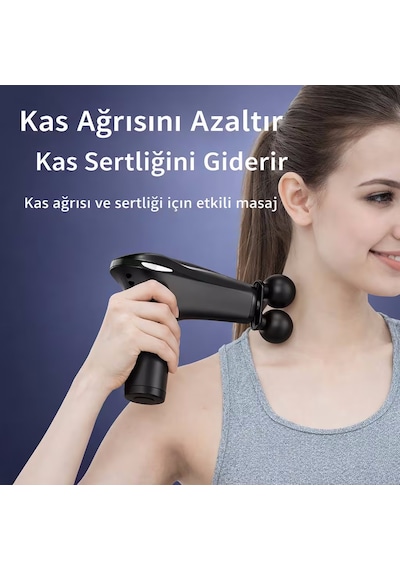Büro Ev Ofis Kişisel Masaj Bakımı İçin Şarjlı 4 Başlıklı Bel Boyun Bacak Kabzalı Aparat Gri