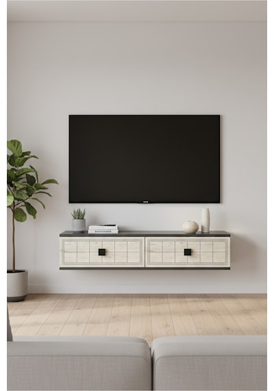Tda1205db Yuka Duvara Montaj Tv Stand Safirmeşe-beyaz 120cm