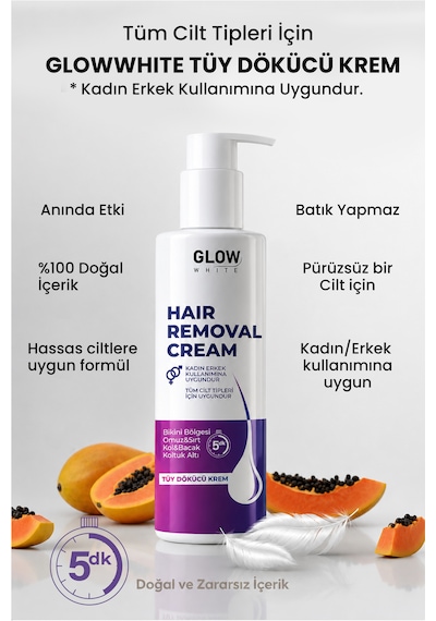 Glow Whıte Tüy Dökücü Krem Tüy Oluşumunu Geciktirici Etkili