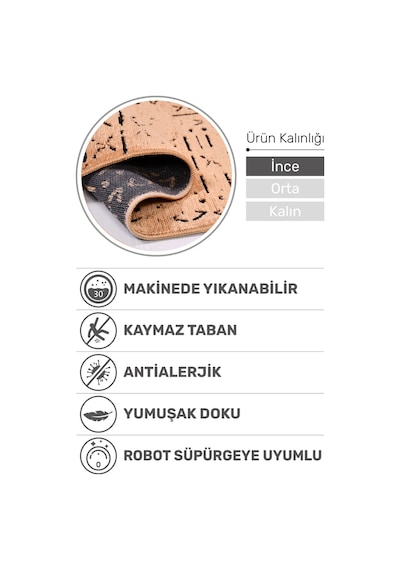 Venüs Hardal Iskandinav Desenli Yumuşak Kaymaz Tabanlı Pamuk Dokuma Kilim Kolay Temizlenen Halı Hardal