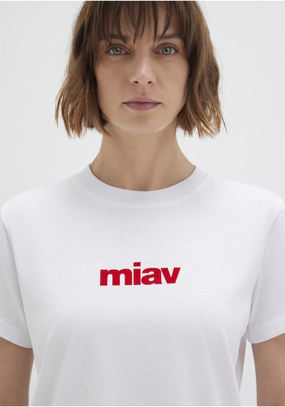 Mavi - Kırmızı Miav Baskılı Beyaz Tişört 1610622-86417 Beyaz