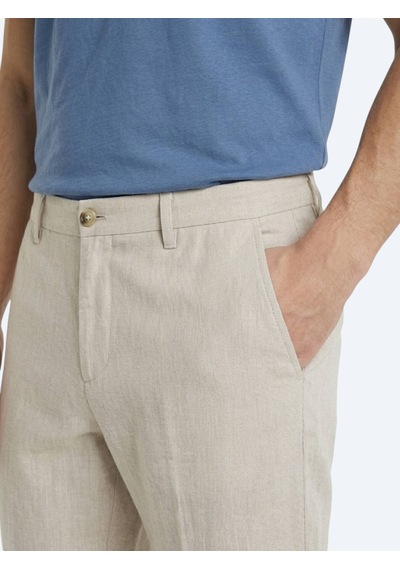 Kip Taş Düz Dokuma Jogging Fit Casual %100 Keten Pantolon