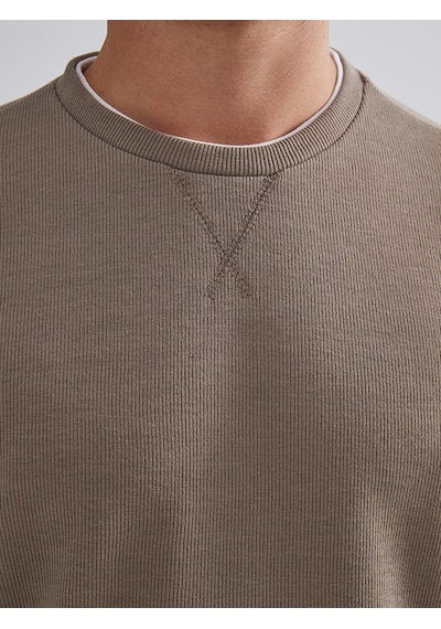 Lcwaıkıkı Classic Kahverengi Bisiklet Yaka Uzun Kollu Erkek Sweatshirt