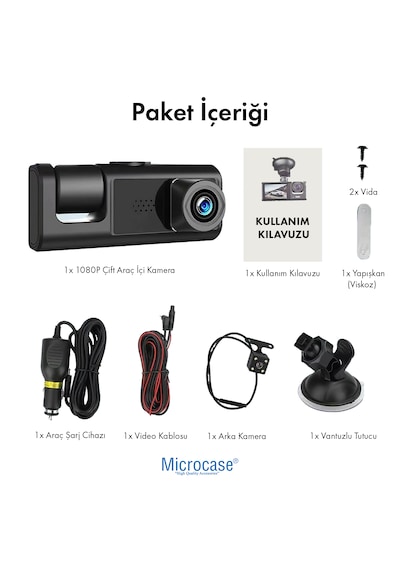 Microcase Wifi Destekli Black Box 1080p Araç İçi Kamera Super Hd 1080p Trafik Recorder - Al5759