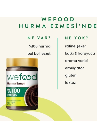 Wefood %100 Sade Hurma Ezmesi 400 gr (Hurma Püresi, Hurma Dolgusu)
