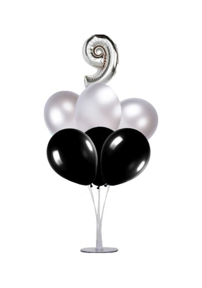 9 Yaş Rakam Folyo Balon Altın Gold 40 CM Balon Stand. 6 Adet Bal