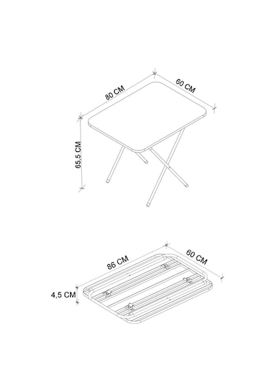 Gardenflex Masa Yemek Masası Mutfak Masası Balkon Masası Katlanır Masa 60x80 Cm Siyah