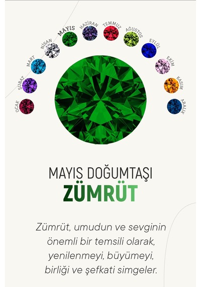 Mayıs Zümrüt Doğum Taşı Rose Tektaş Çivili Gümüş Küpe Gümüş