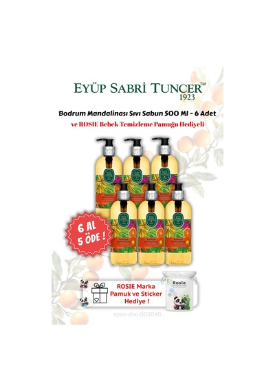 Bodrum Mandalinası Sıvı Sabun 500 Ml 6 Al 5 Öde Ve Rosıe Hediyeli