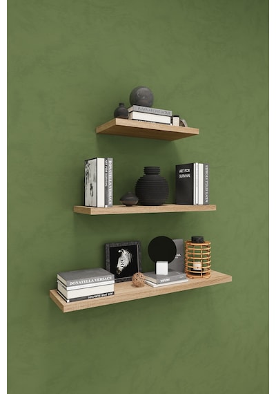 Asra Trend Modern 3'lü Uçan Raf Çok Amaçlı Duvar Rafı Organizer %100 Mdf Kitaplık Mutfak Banyo Rafı Drf05 Sonomo