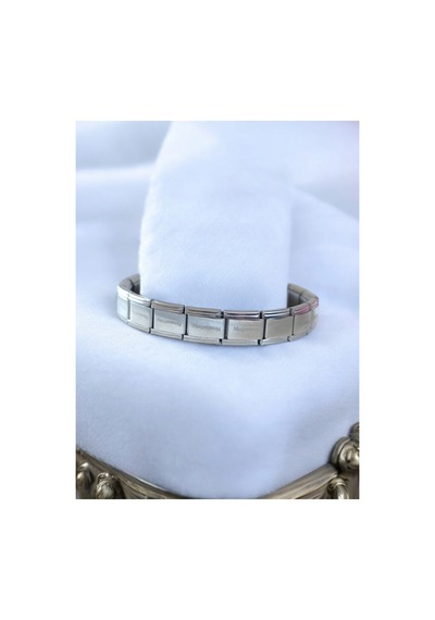 İtalyan Charm Unisex Paslanmaz Gümüş Gri Bileklik Gümüş Gri