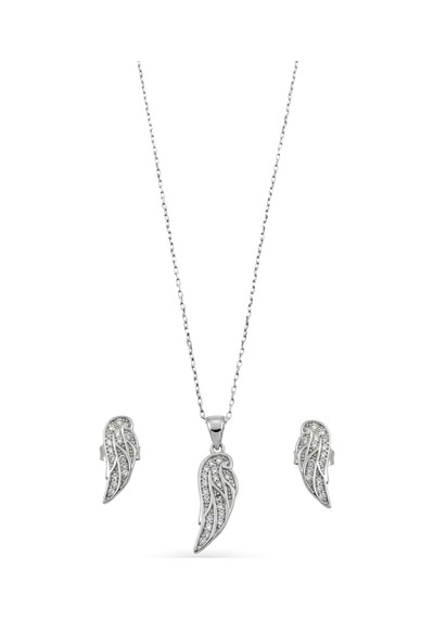 Oya Silver Işıltılı Melek Kanadı Gümüş Set&takım
