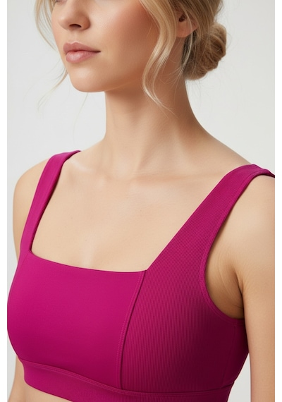 Yüksek Bel Toparlayıcı Tayt & V Sırt Destekli Spor Sütyeni - Sculpt Set Fuşya