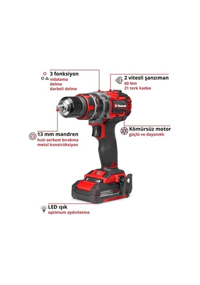 Akülü Darbeli Vidalama Aleti 18v, 60 Nm Tork Ve Kömürsüz Motor