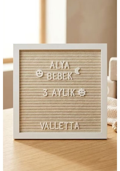 Palomita Ahşap Beyaz Yazı Panosu Mesaj Tahtası Ve Beyaz Harf Seti 230 Karakter Beyaz Kahverengi