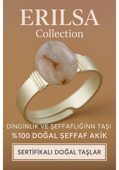 Sertifikalı Doğal Şeffaf Akik Taşı Yüzük Ayarlanabilir Kalın Tımbıl Kasa Şeffaf