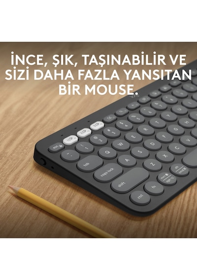 Logitech K380s Pebble Keys 2 Çoklu Cihaz Özellikli Bluetooth Türkçe Q Klavye - Siyah