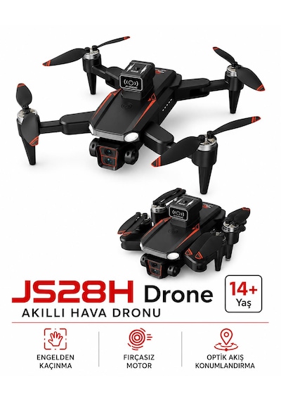 Js28h Drone Akıllı Hava Dronu Engel Tınama Ekranlı Kumanda Fotoğrafçılık Dronu 50x Zoom Başsız Mod Tek Tuşla Geri Dönüş Elektirikli Kamera 2 Lens Fırçasız Motor Elden Kaçınma Katlanabilir