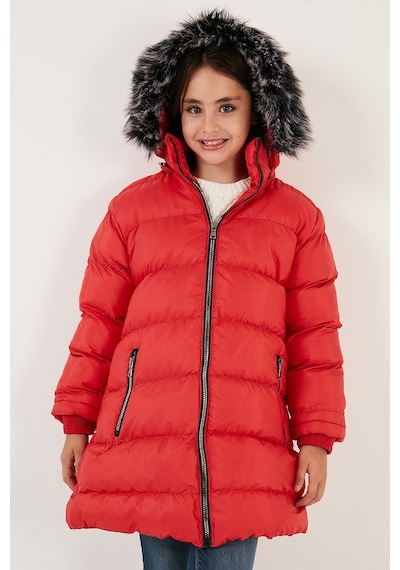 Lela Içi Peluş Astarlı Çıkarılabilir Kapüşonlu Suya Dayanıklı Kız Çocuk Mont 5761910 Kırmızı