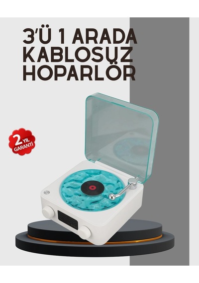 Stereo Sesli Gece Lambalı Bluetooth Hoparlör - Şık Vintage Tasarım