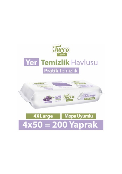 Baby Turco Doğadan Yer Temizlik Havlusu Lavanta 4 x 50'li
