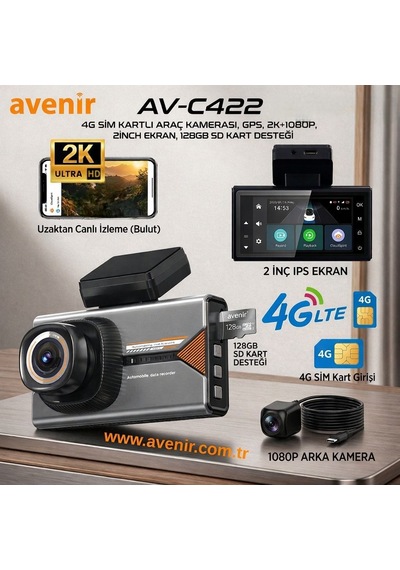 Avenir Av C422 2 Kameralı 4g 2k Araç Kamerası