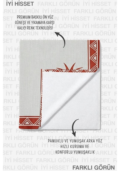 Palmiye Motifli Etnik Plaj Havlu Örtüsu - Bohem Kiremit Beyaz Hızlı Kuruyan Mikrofiber Havlu Örtü Uçuk Mimoza