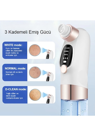 3 Modlu Vakumlu Siyah Nokta Temizleyici Su Bazlı Gözenek Temizleme Usb Şarjlı Cihaz
