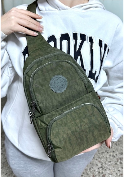 Su Geçirmez Kumaş Haki Unisex Body Bag Çapraz Omuz Çantası Haki