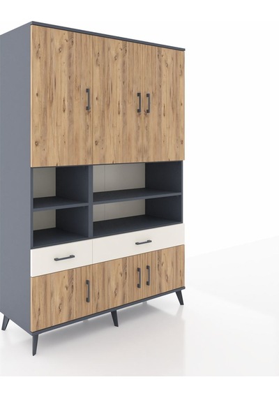Hyperion Dolap 8 Raflı 2 Çekmeceli 6 Kapaklı 132x44x195 Antrasit-çam/aytaşı Atlas Çam/aytası Hyperion Dolap 8 Raflı 2 Çekmeceli 6 Kapaklı 132x44x195 Antrasit-çam/aytaşı Atlas Çam/aytası