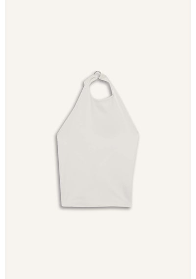 Defacto Halter Yaka Sırtı Açık Toka Detaylı Bluz G0508ax25smwt34 Beyaz