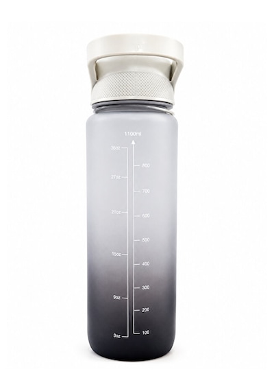 Motivasyon Su Matarası 1100 Ml Zaman Çizelgeli Sızdırmaz Kilitli Taşıma İpli Spor Matara Gri