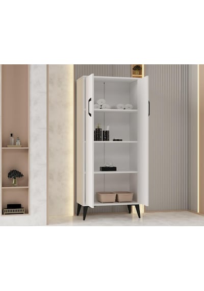 Flano Beyaz Çok Amaçlı Dolap İki Kapaklı Dört Raflı Mutfak,banyo,hol,balkon,ofis,ayakkabılık Beyaz Flano Beyaz Çok Amaçlı Dolap İki Kapaklı Dört Raflı Mutfak,banyo,hol,balkon,ofis,ayakkabılık Beyaz