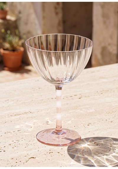 The Mia Ayaklı Cam Dondurma Kasesi Pembe Beyaz 280 Ml