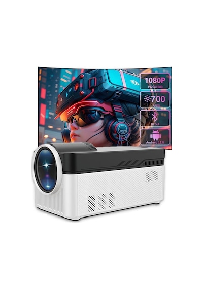 Torima HY450 Android Akıllı 8K-4K 1080 P BLuetooth 5.4 Projeksiyon Cihazı Beyaz