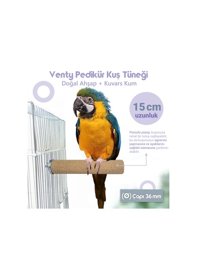 Vixpet Venty Pedikür Papağan Tüneği 15 cm Ø 36 mm Macaw | Kakadu | Jako | Amazon | Alex | Eklektus