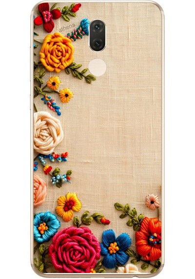 Huawei Mate 10 Lite Uyumlu İşlemeli İğne Oyası Baskılı Silikon Kılıf Renkli