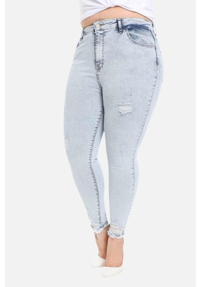 Slim Fit Jean Büyük Beden Yüksek Bel Dar Kesim Esnek Kot Pantolon C597 001